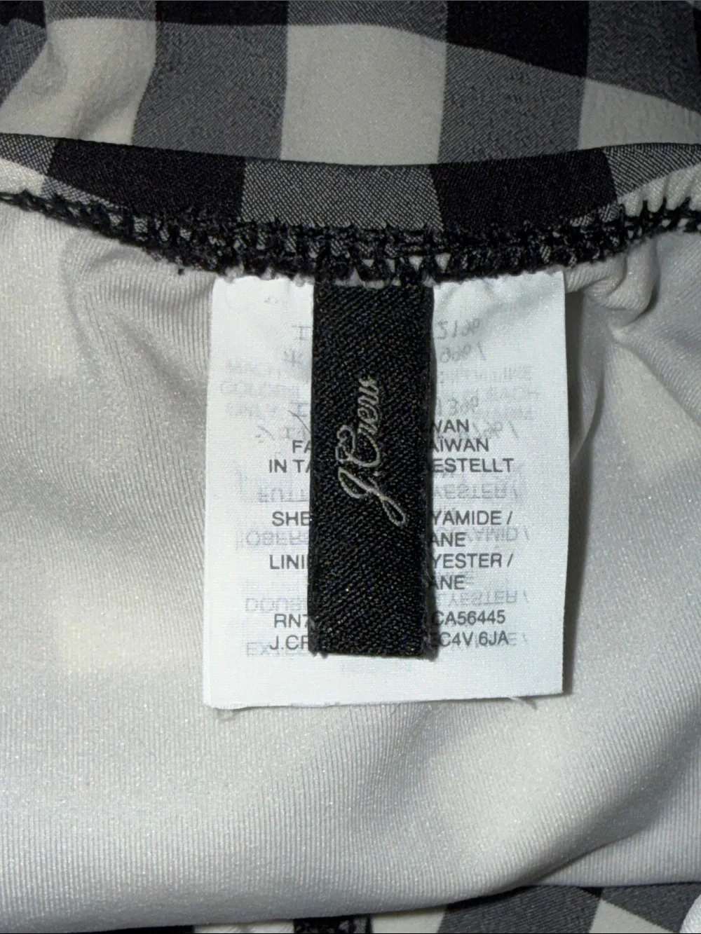 J. Crew Black And White Gingham Criss Cross Back Strap One Piece Swimsuit